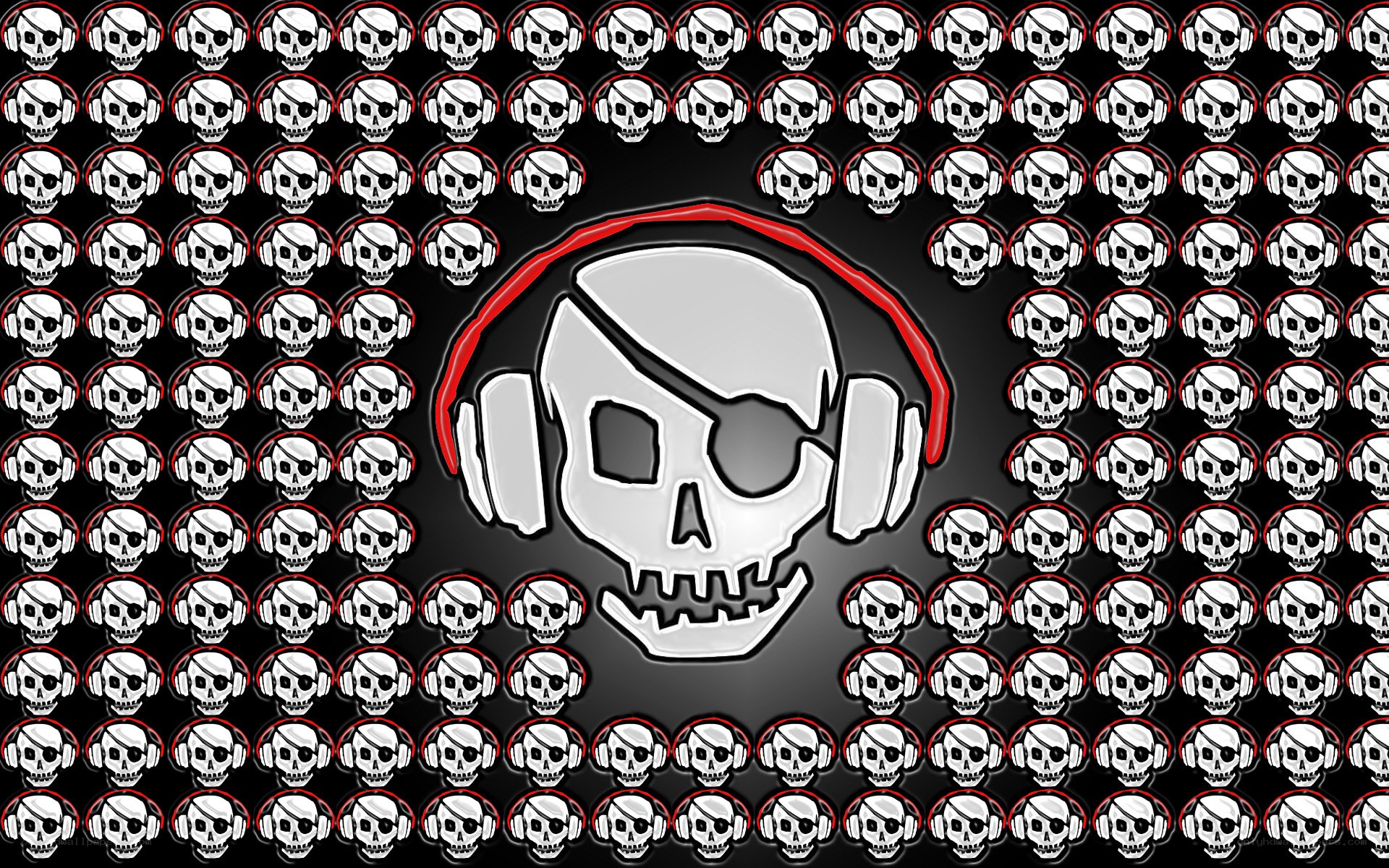 skull with headphones pattern