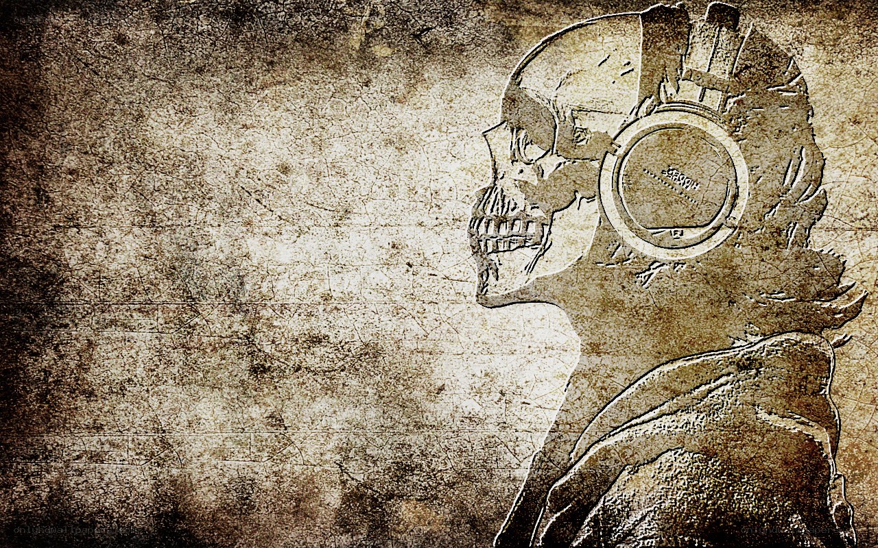 skull with headphones profile