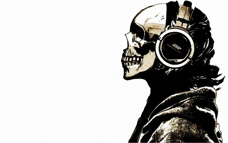 skull with headphones profile