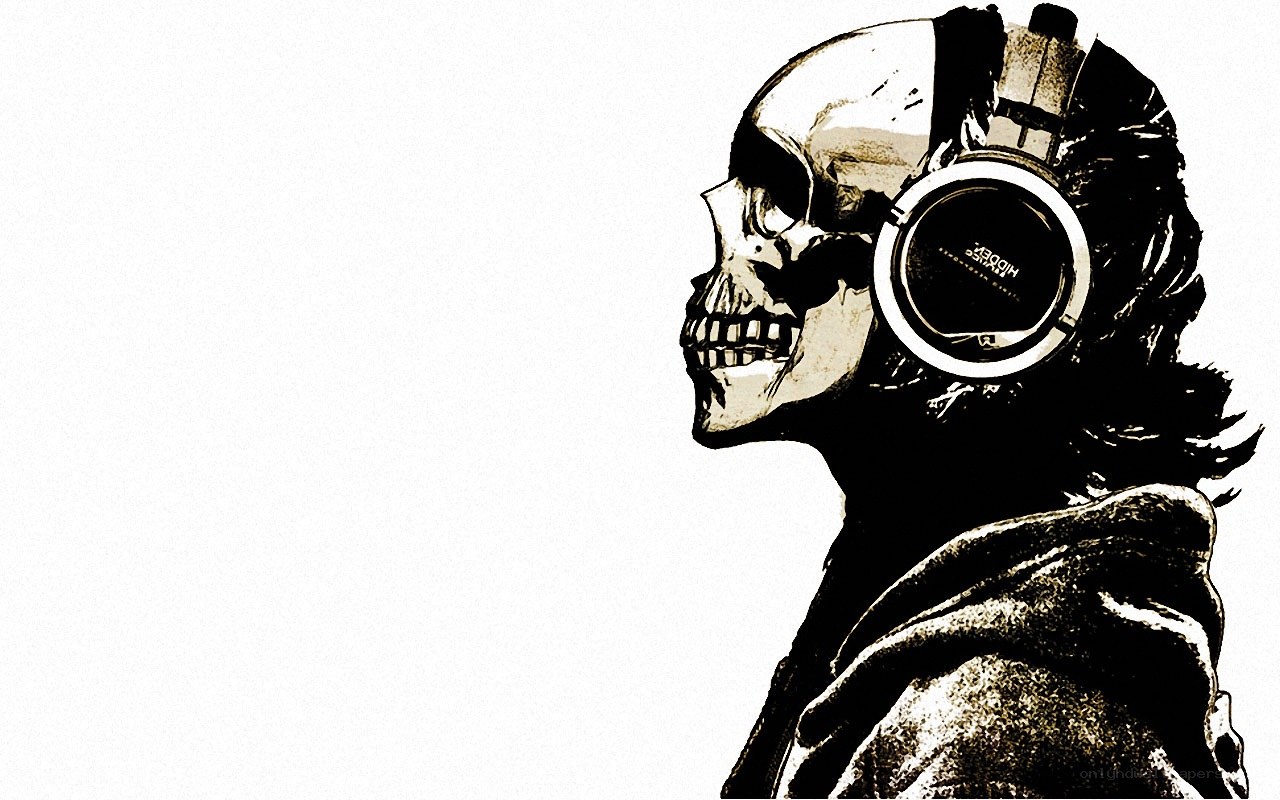 skull with headphones profile