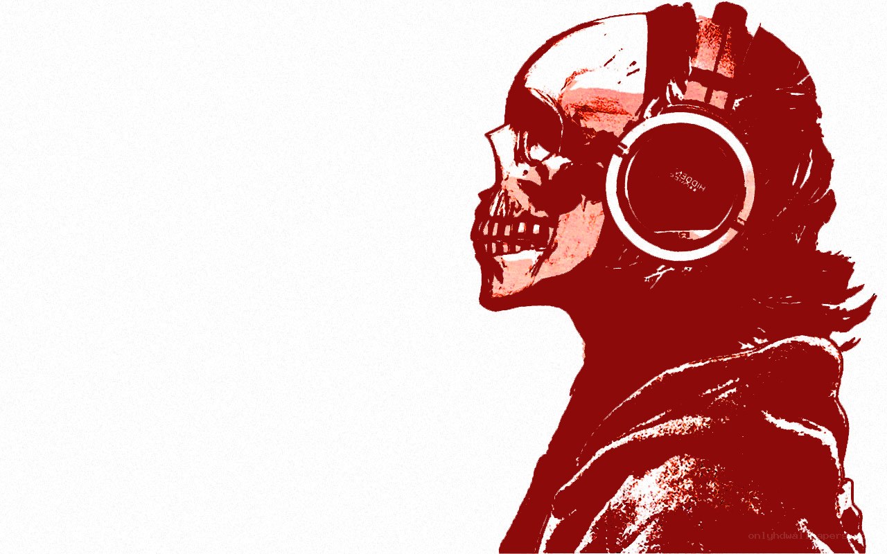 skull with headphones profile