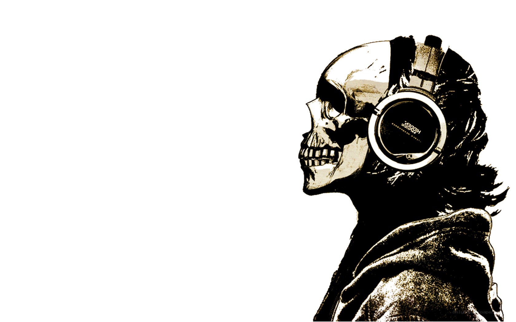 skull with headphones profile