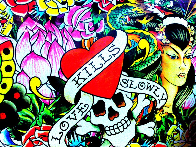 Skull with Heart and Woman