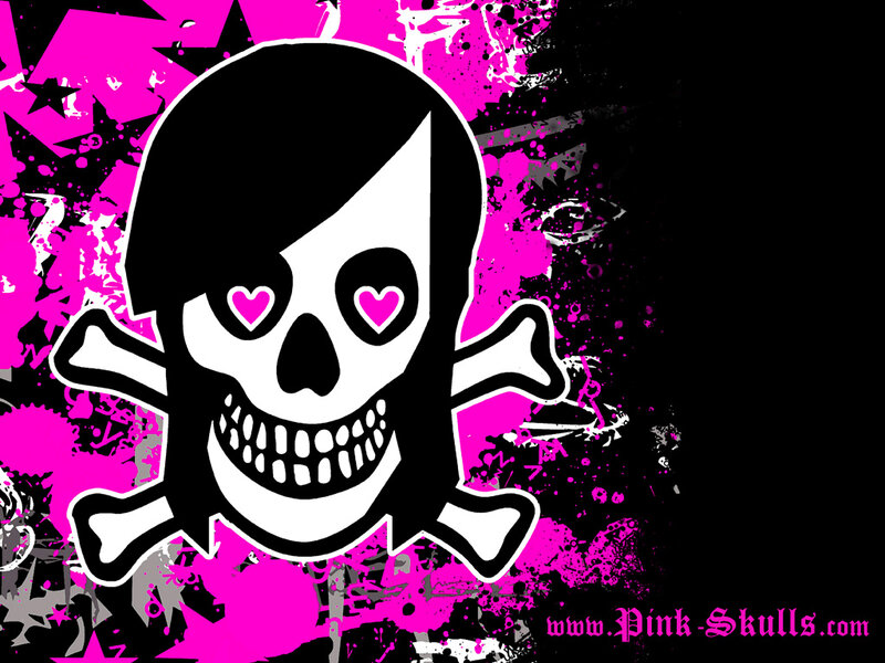Skull with Heart Eyes — Pink
