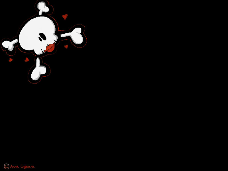 skull with hearts