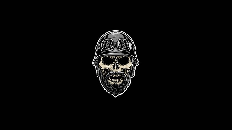 Skull with Helmet and Beard