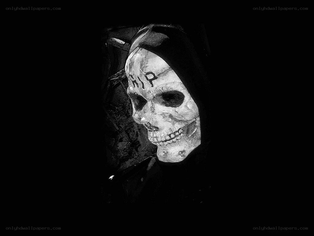 skull with hood and graffiti