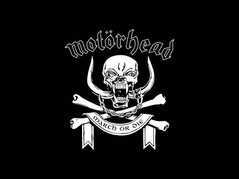 Skull with Horns and Bones — Black