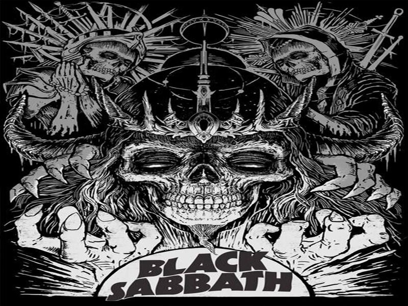 Skull with Horns and Hands — Black
