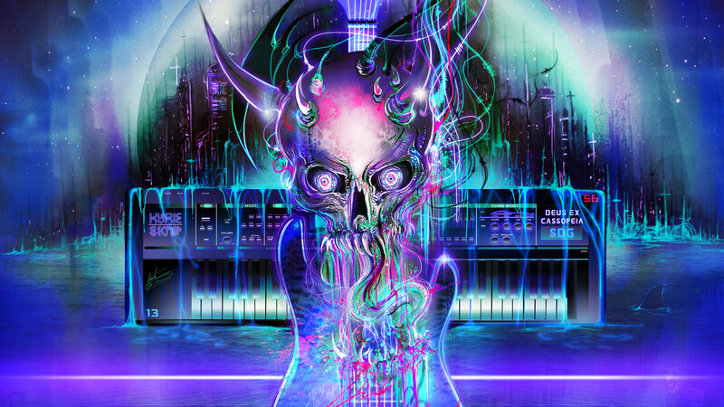 Skull with Horns and Keyboard