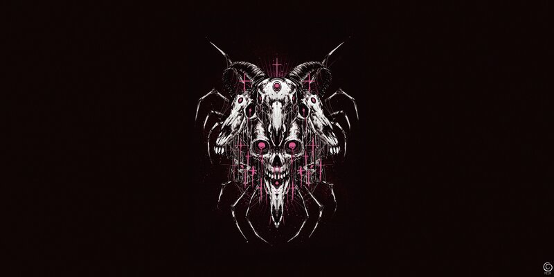 Skull with Horns and Spider Legs