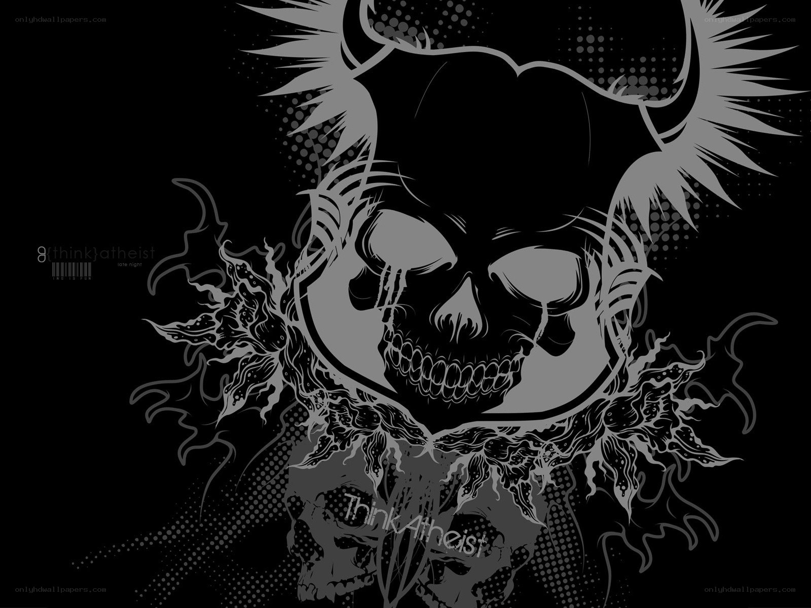 skull with horns and wings