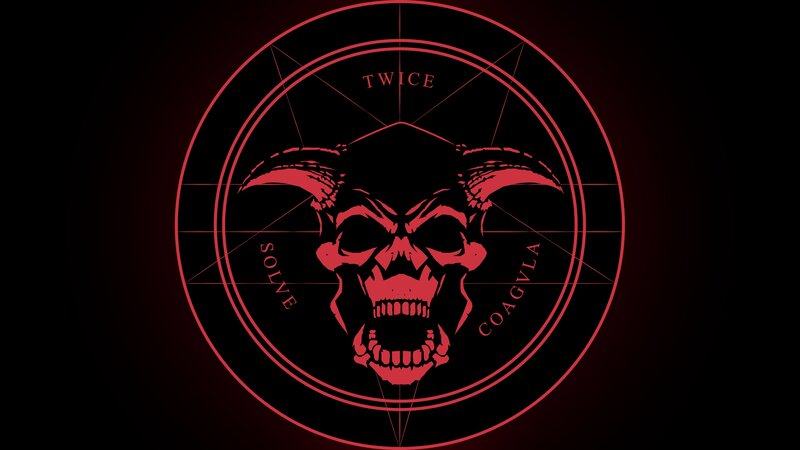 Skull with Horns — Black, Dark, Digital Art, Circle