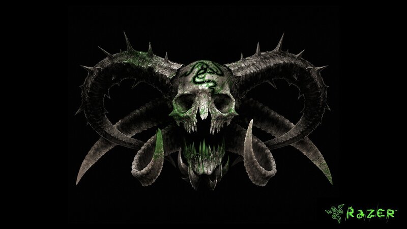 Skull with Horns — Black, Dark, Menacing, Digital Art