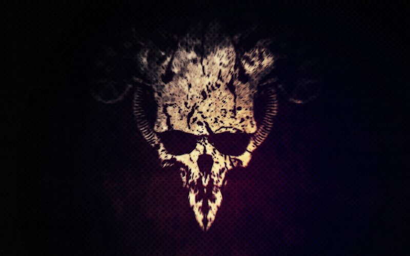 Skull with Horns — Black, Dark, Ominous