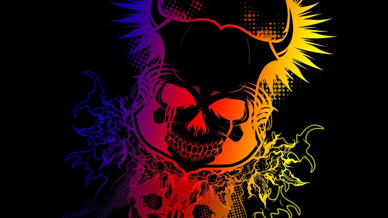 Skull with Horns — Black, Dramatic