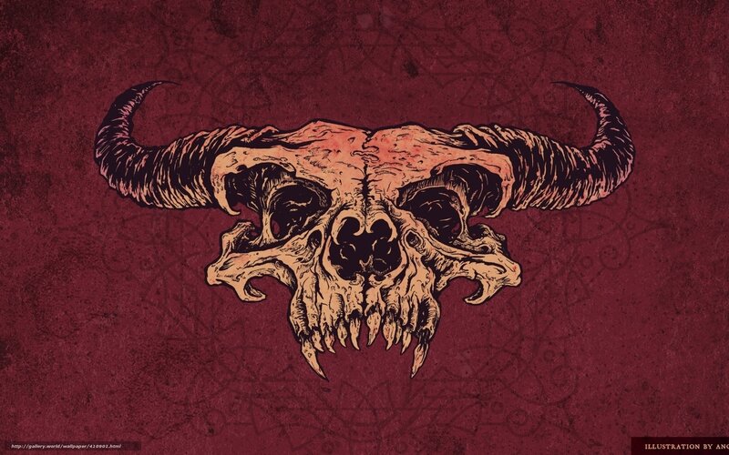 skull with horns illustration