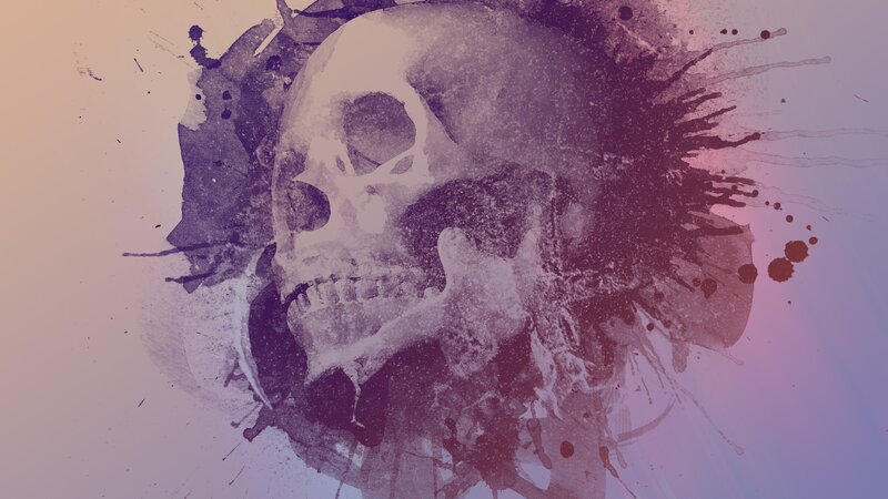 skull with ink splatter