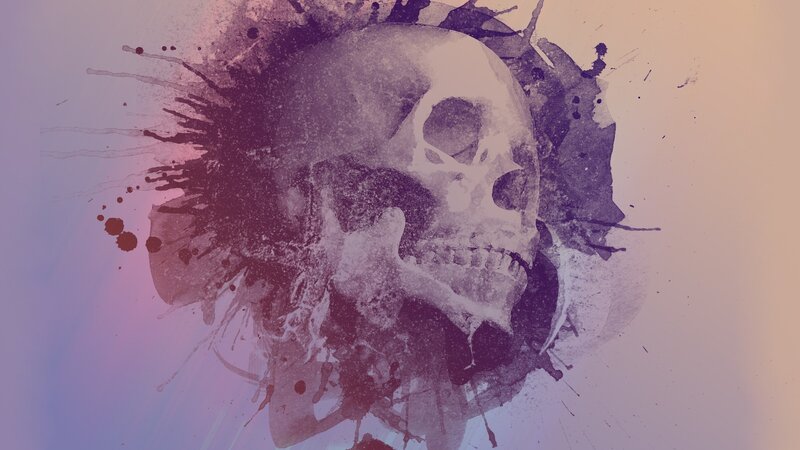 Skull with Ink Splatters — Purple, Dark