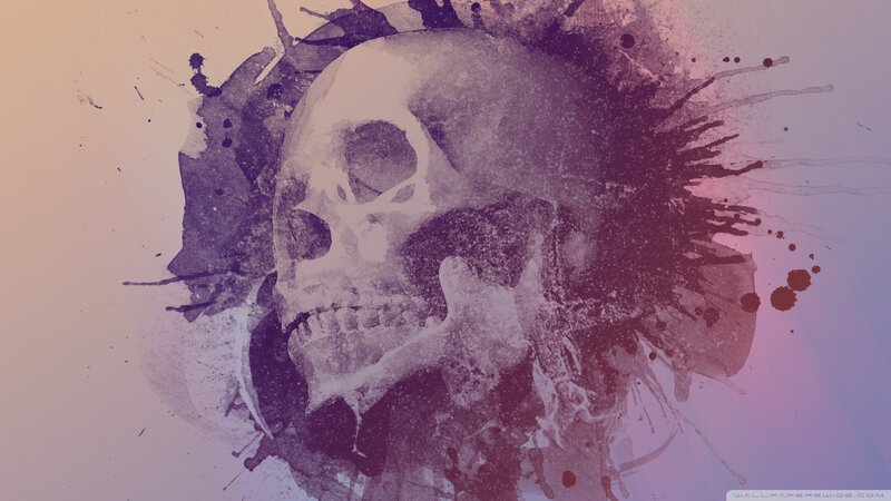 Skull with Ink Splatters — Purple