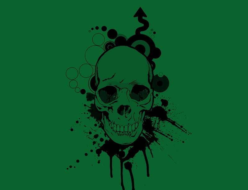 skull with ink splatters