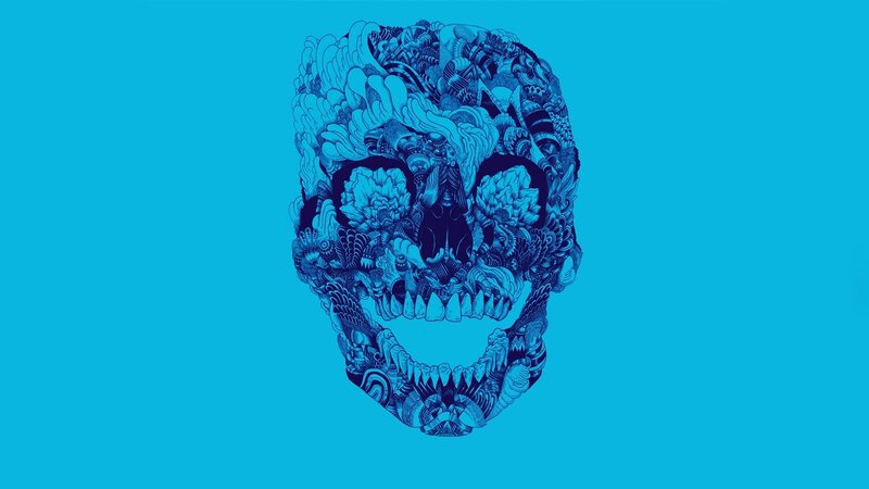Skull with Intricate Patterns — Blue