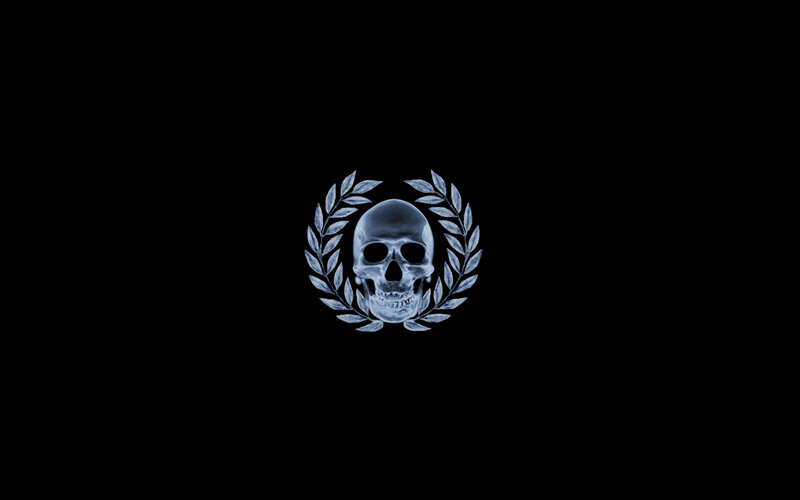 skull with laurel wreath