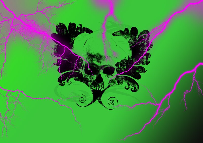skull with lightning bolts