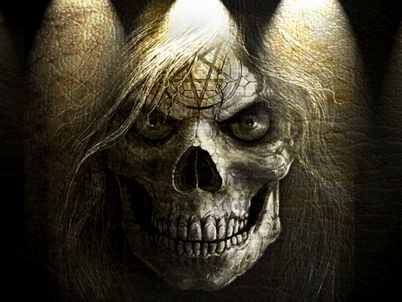 Skull with Long Hair