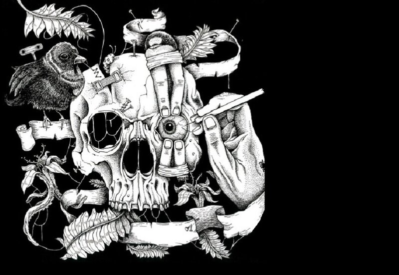 Skull with Mechanical Eye — Black