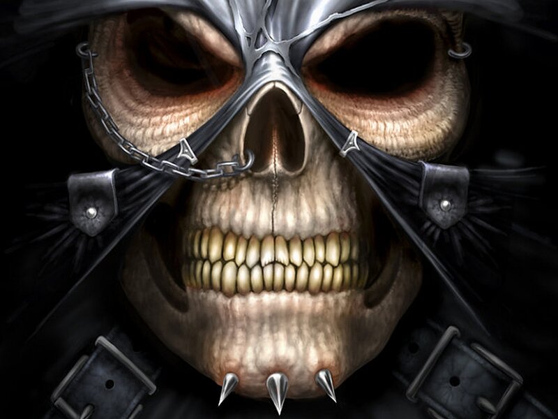 Skull with Metal Mask