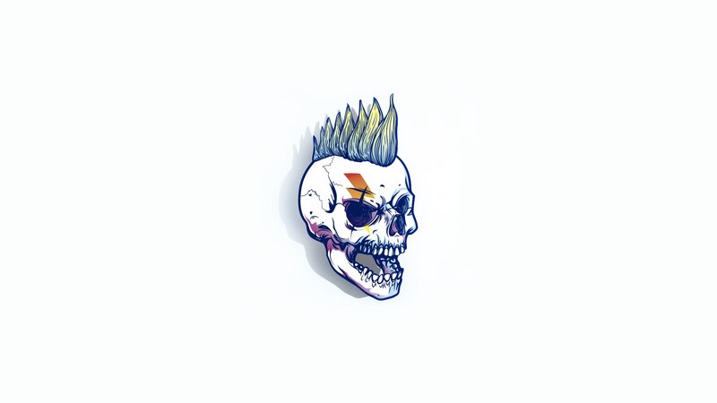 Skull with Mohawk — White