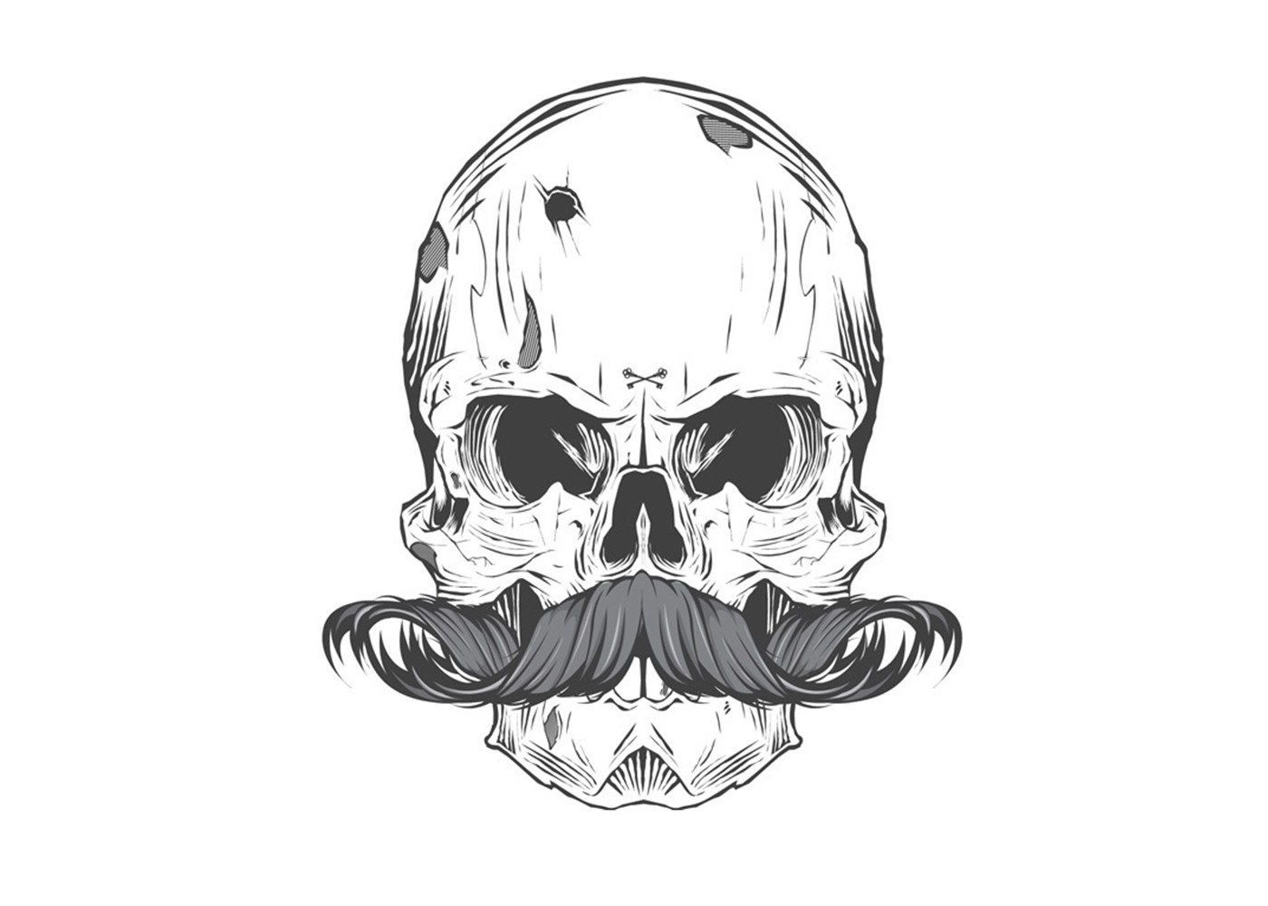 skull with mustache illustration