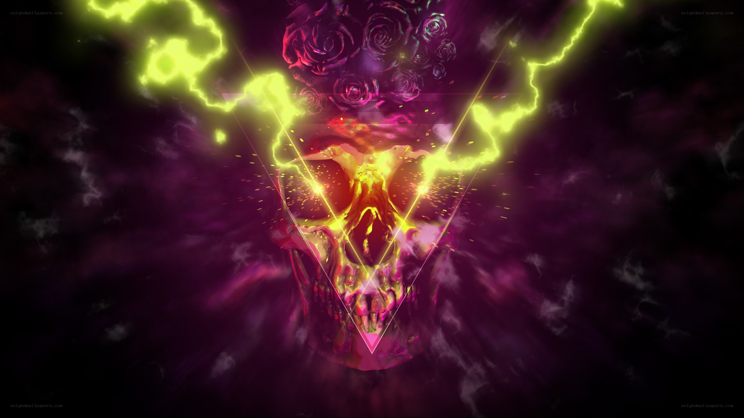 skull with neon lightning
