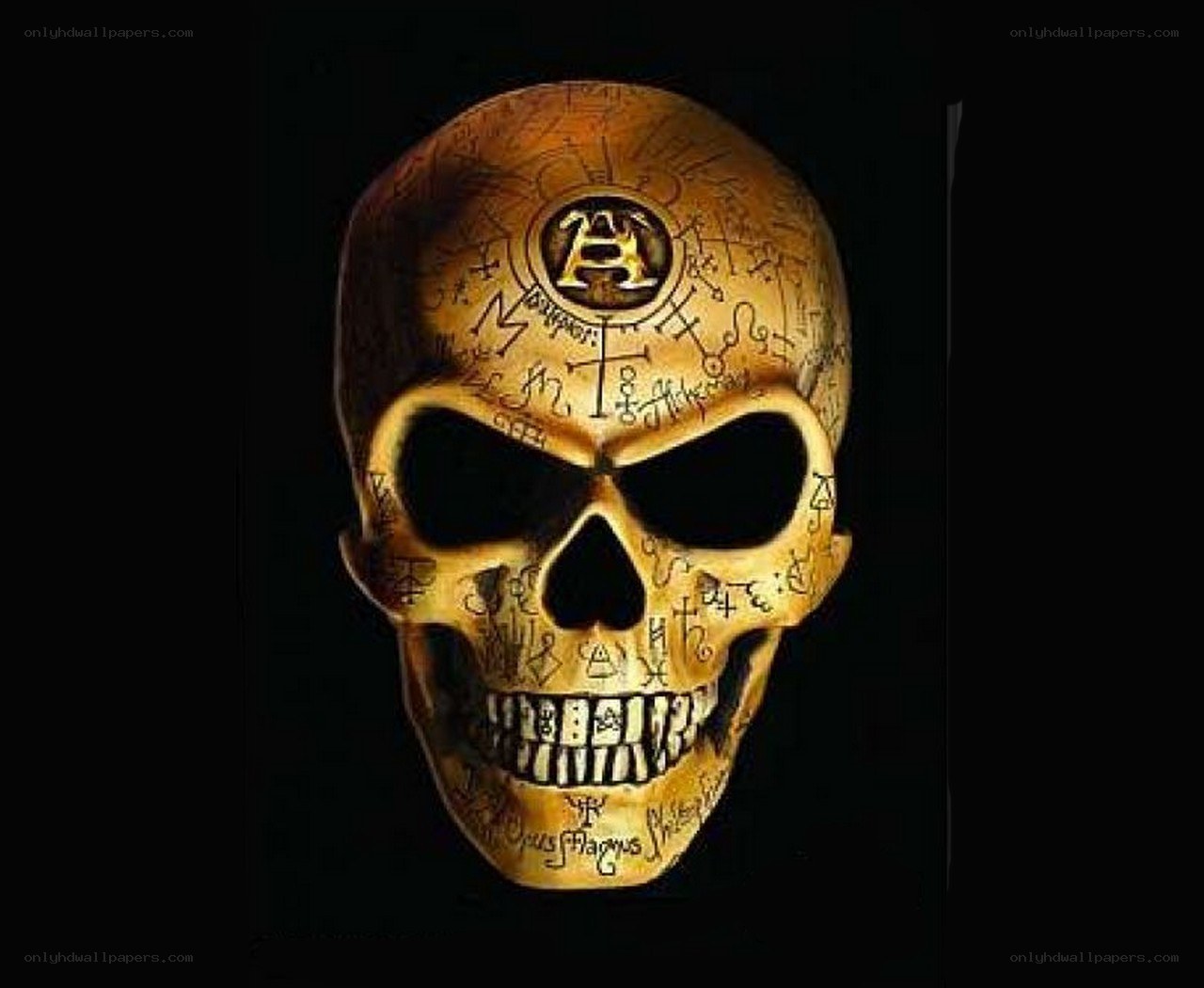 skull with occult symbols