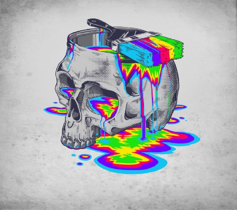 Skull with Paint Dripping