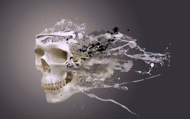 Skull with Paint Splatter