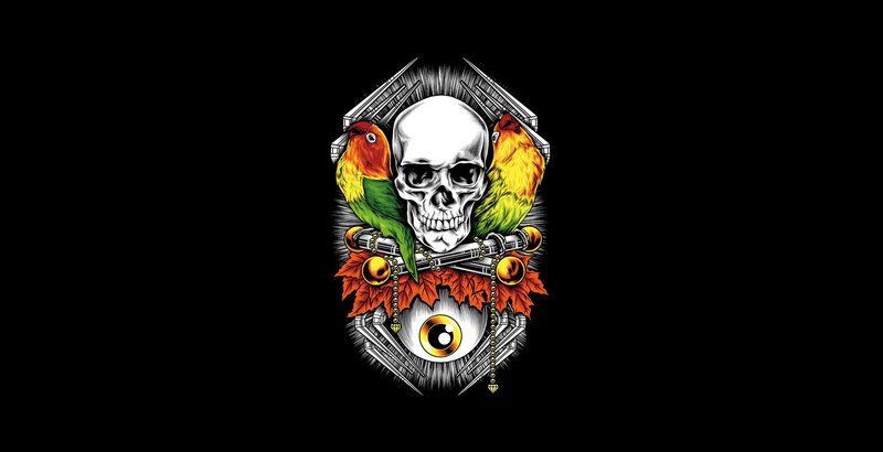 Skull with Parrots