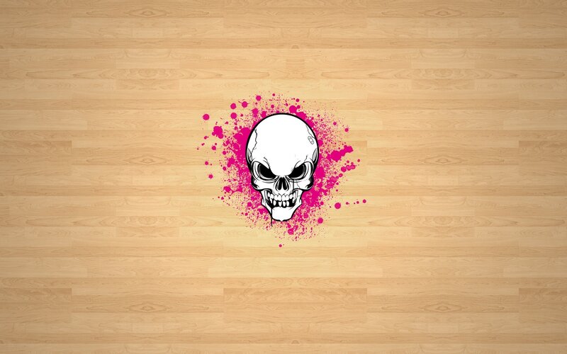 skull with pink splatter
