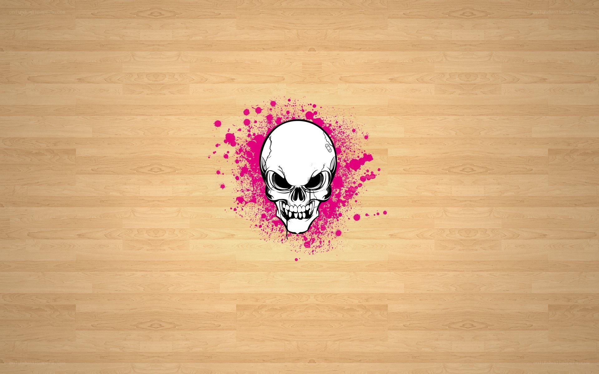 skull with pink splatter