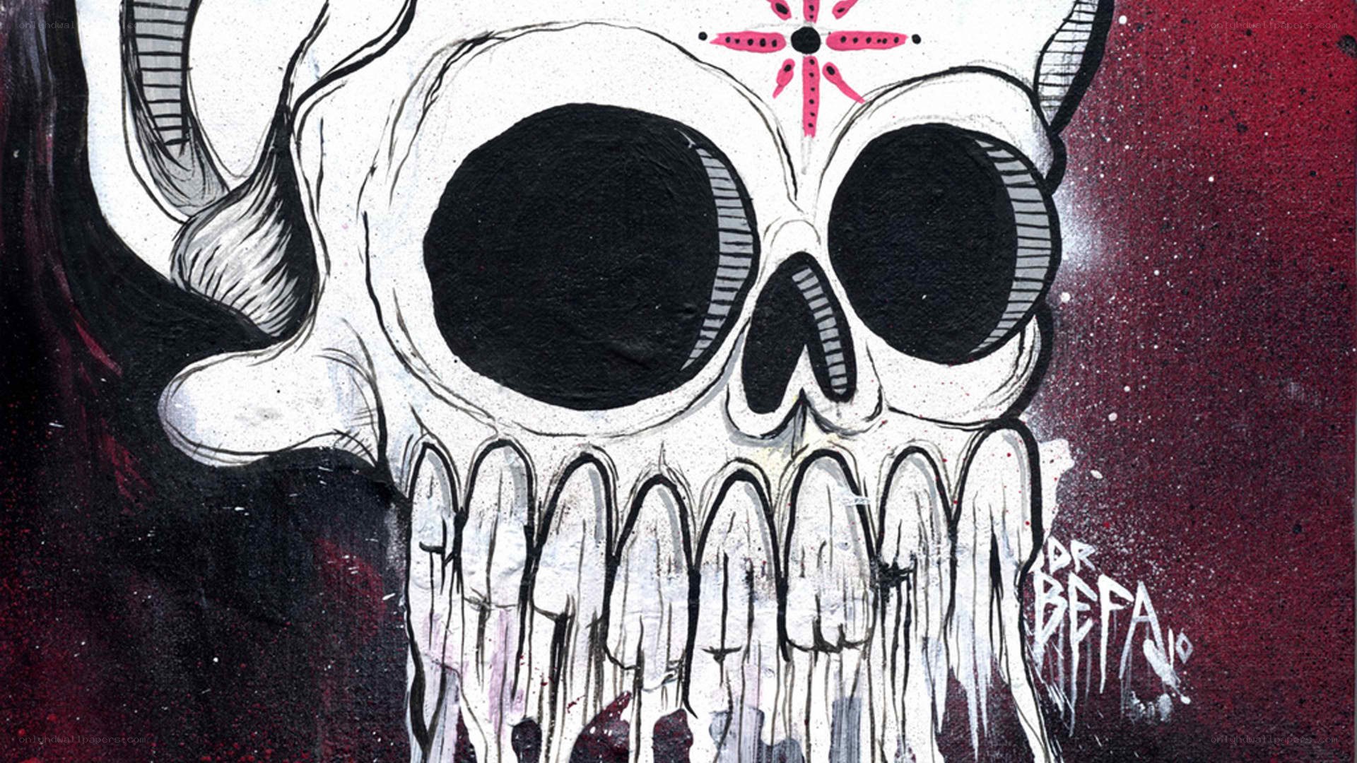 skull with pink star