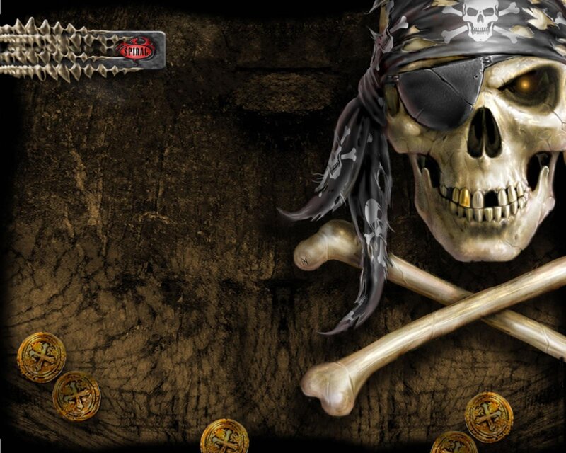Skull with Pirate Bandana — Brown