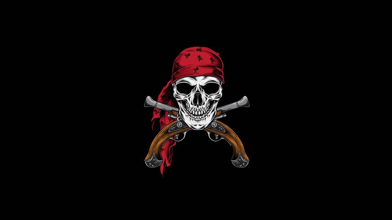 Skull with Pistols — Black