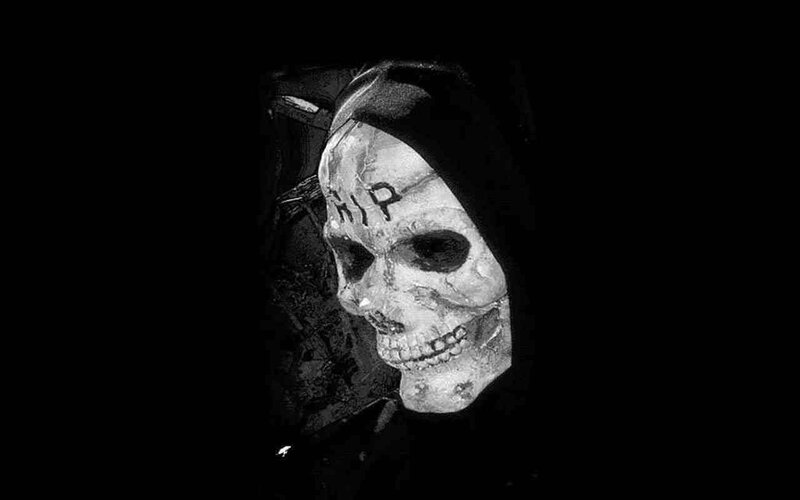 skull with r.i.p. inscription