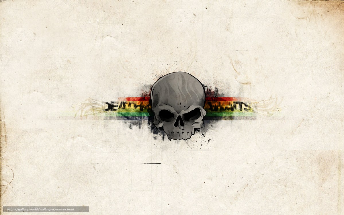skull with rainbow banner