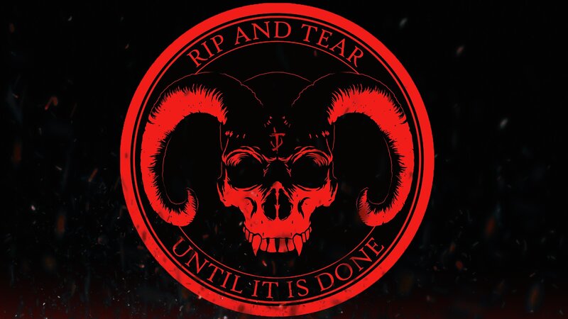 Skull with Ram Horns — Red, Dark