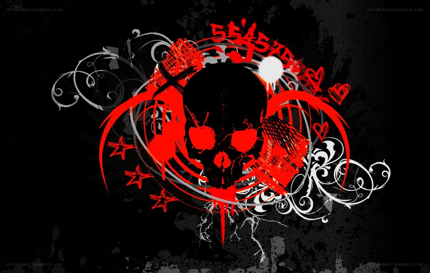 skull with red and white design