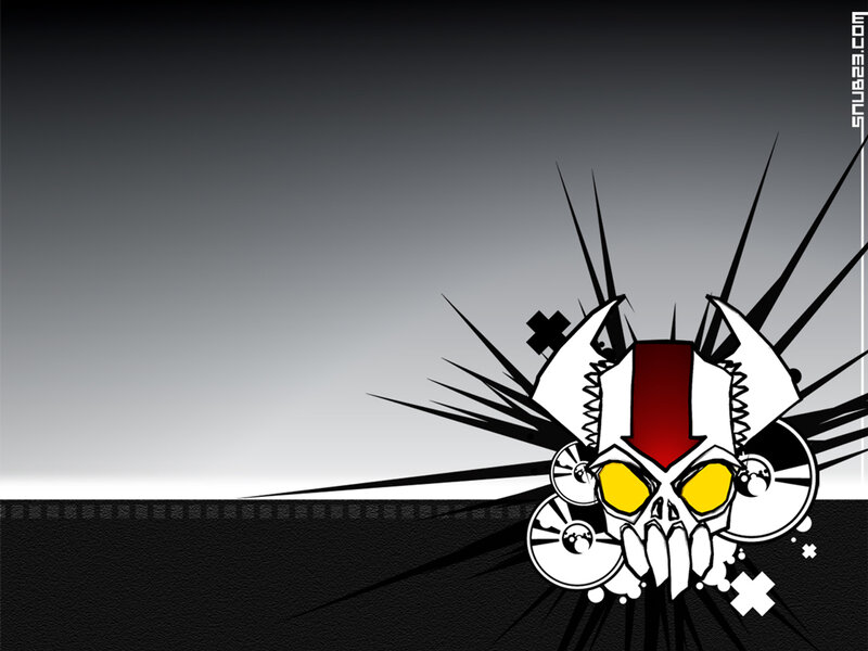 skull with red arrow design