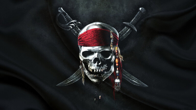 Skull with Red Bandana — Black, Dramatic