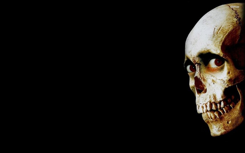 Skull with Red Eyes — Black, Creepy